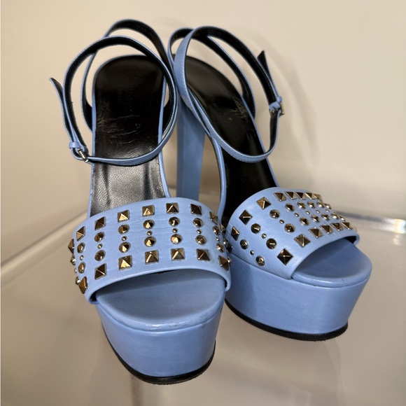 Gucci Studded Platform Sandals Baby Blue Size 37 - Picture 4 of 14